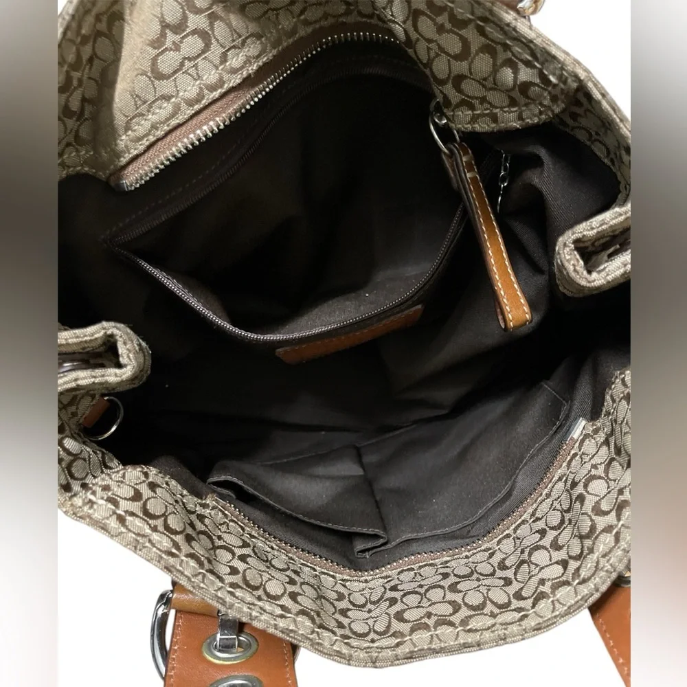 Coach soho signature brown monogram leather shoulder bag